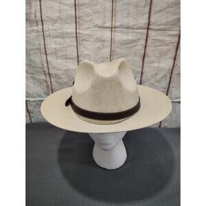 Jen West Hats Men’s Off White Fedora Made in Mexico Hard Finished Size L